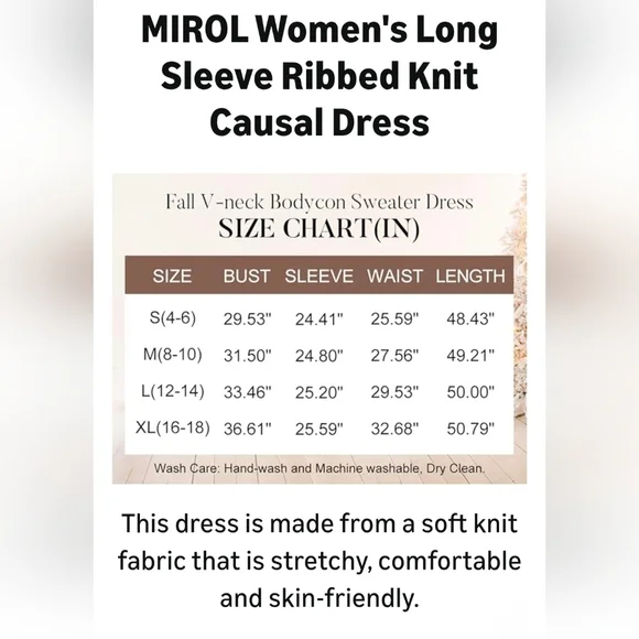 MIROL Women's V-Neck Bodycon Sweater Dress #1094 - Picture 11 of 12